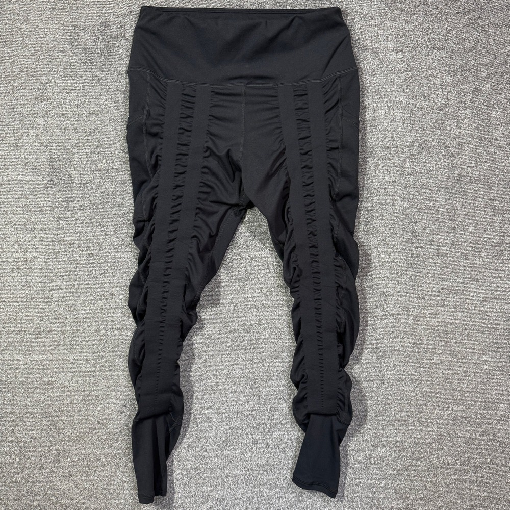 Sweetflexx Black Resistance Band Leggings Size 8 High Waist Ruched Pockets